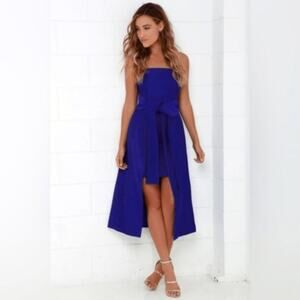 c/ Meo Collective Wake Me Dress blue strapless dress